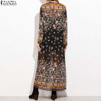 ZANZEA Vintage Womens Long Sleeve Boho Floral Printed Chiffon Kimono V-Neck Summer Beach Maxi Long Jacket Cardigan Tops - Intl June 2018 - 5 ZANZEA Vintage Womens Long Sleeve Boho Floral Printed Chiffon Kimono V-Neck Summer Beach Maxi Long Jacket Cardigan Tops - intl - 5