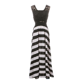 ZANZEA Women Boho Lace Long Maxi Party Dress Beach Chiffon Stripe Dresses Black And White-Intl June 2018 - 5 ZANZEA Women Boho Lace Long Maxi Party Dress Beach Chiffon Stripe Dresses Black and White-Intl - 5
