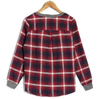 Zanzea Women Casual Long Sleeve Round Neck Check Plaid Casual Loose Tops Shirt Blouse Grey April 2018 - 4 Zanzea Women Casual Long Sleeve Round Neck Check Plaid Casual Loose Tops Shirt Blouse Grey - 4