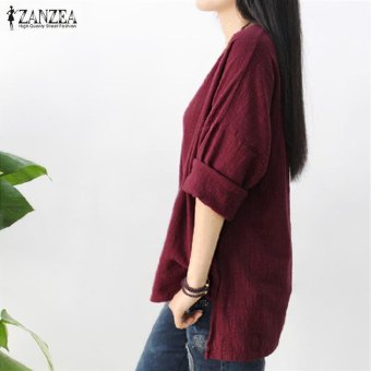 ZANZEA Women Round Neck Oversized T-Shirt Loose Blouse Pullover Tops Jumper Plus Size (Wine Red) - Intl June 2018 - 5 ZANZEA Women Round Neck Oversized T-Shirt Loose Blouse Pullover Tops Jumper Plus Size (Wine Red) - intl - 5
