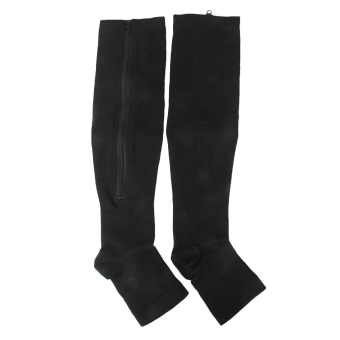 Zipper Compression Socks Zip Leg Support Knee Stockings Open Toe Black XXL June 2018 - 2 Zipper Compression Socks Zip Leg Support Knee Stockings Open Toe Black XXL - 2