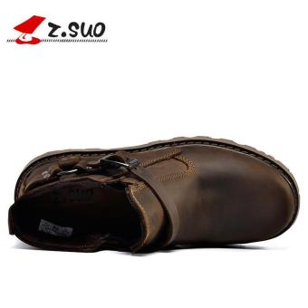 Z.SUO Men's Fashion Straps Biker Boots Cowhide Leather Shoes (DarkBrown) - Intl May 2018 - 5 Z.SUO Men's Fashion Straps Biker Boots Cowhide Leather Shoes (DarkBrown) - intl - 5