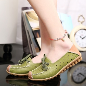 ZUUCEE Fashion Flat With Casual Shoes Lace With A Single Shoessmall White Shoes Female Round Leather Flat Shoes Female Students(green) - Intl June 2018 - 3 ZUUCEE Fashion flat with casual shoes lace with a single shoessmall white shoes female round leather flat shoes female students(green) - intl - 3