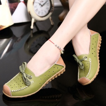 ZUUCEE Fashion Flat With Casual Shoes Lace With A Single Shoessmall White Shoes Female Round Leather Flat Shoes Female Students(green) - Intl June 2018 - 2 ZUUCEE Fashion flat with casual shoes lace with a single shoessmall white shoes female round leather flat shoes female students(green) - intl - 2