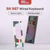 RK Royal Kludge R87 Sink87G Rgb Wired Tkl Mechanical Gaming Keyboard, 87 Keys No Numpad Tenkeyless Compact Keyboard with Tactile Brown Switches, Exceptional Macro Settings