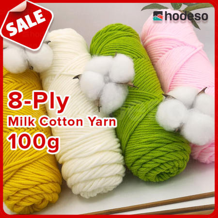 Hodeso Milk Cotton Yarn - 100g, 8 ply, Handmade Crochet