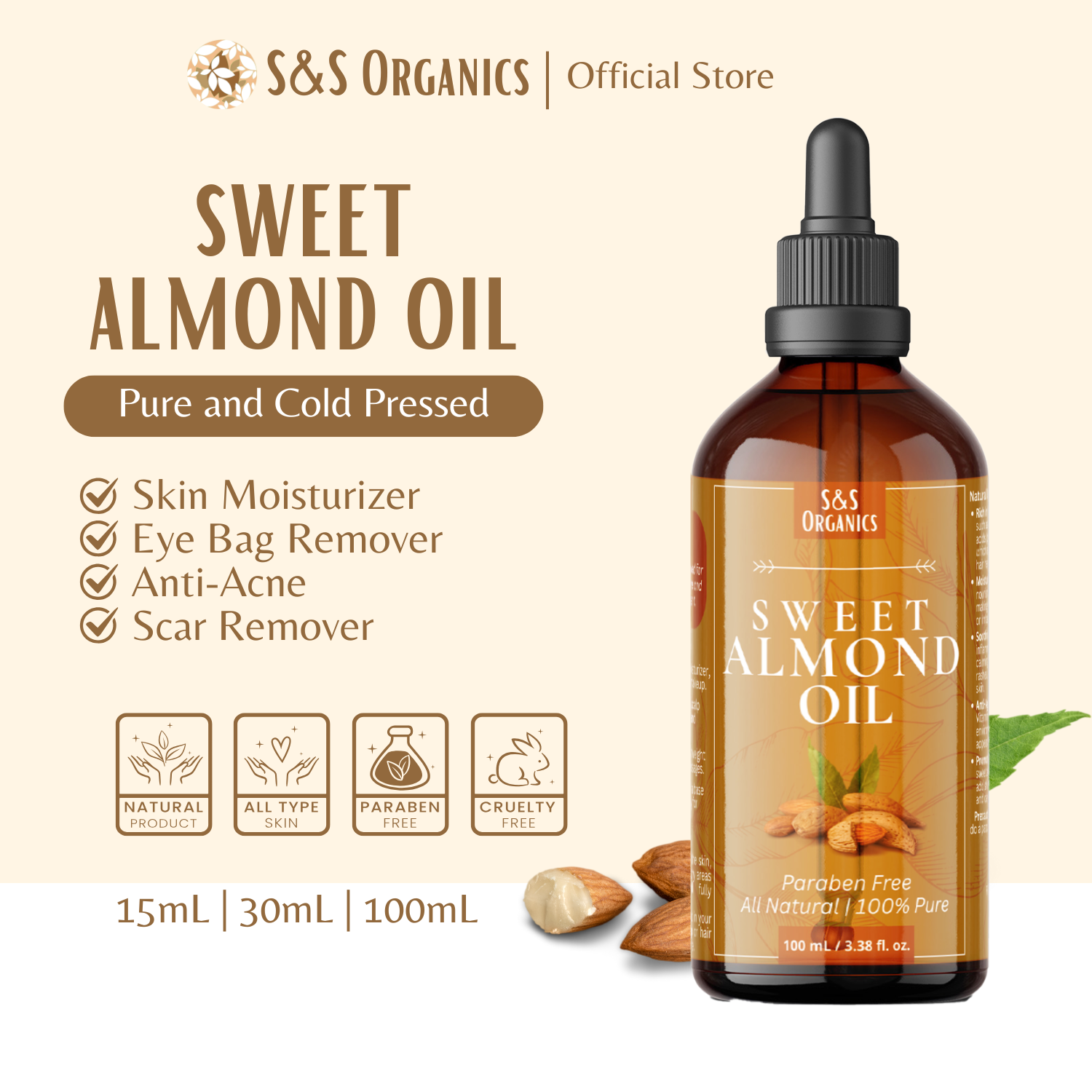 S&S Organic Sweet Almond Oil