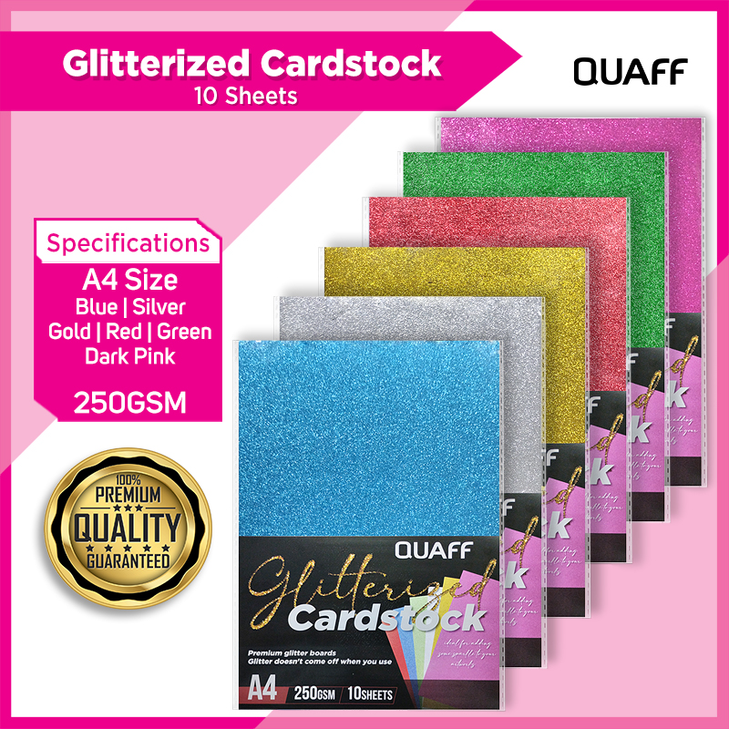 PrintYourStyle QUAFF 250GSM Glitter Cardstock A4 Size Colored Artboards (10  sheets) Glittered Drawing Paper - Lazada | Lazada PH