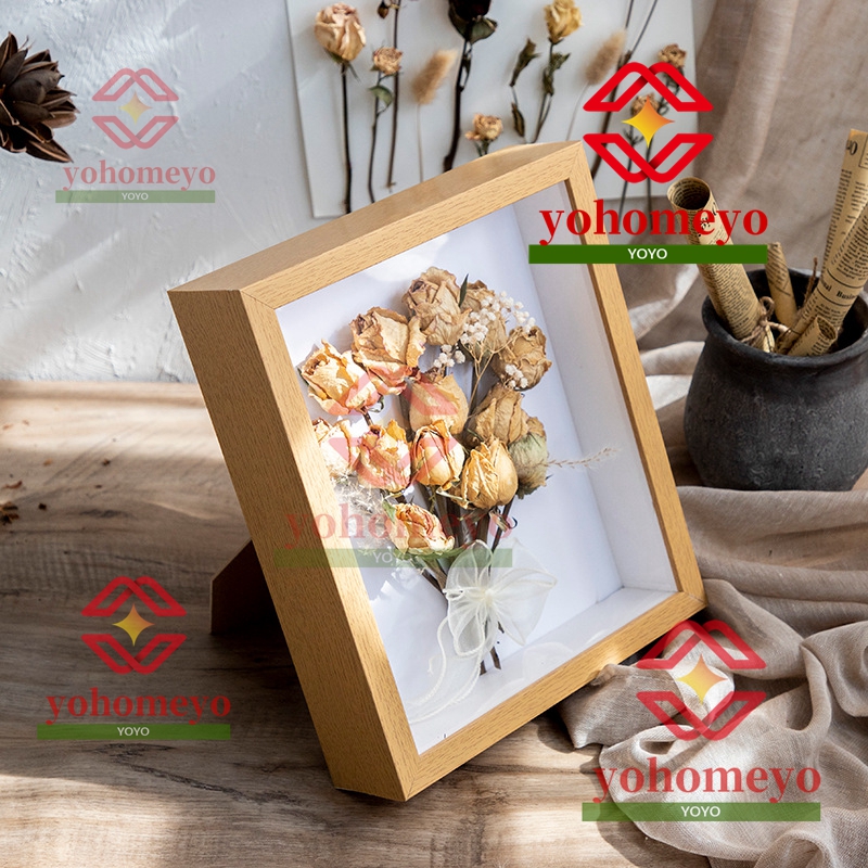 【Fast Delivery】Mother' s Day Flower Frame Box Glass Dry Flower Shadowbox Frame Shadow Wood Board Display Creative Crafts Photo Wall Hanging Ornament - Image 2