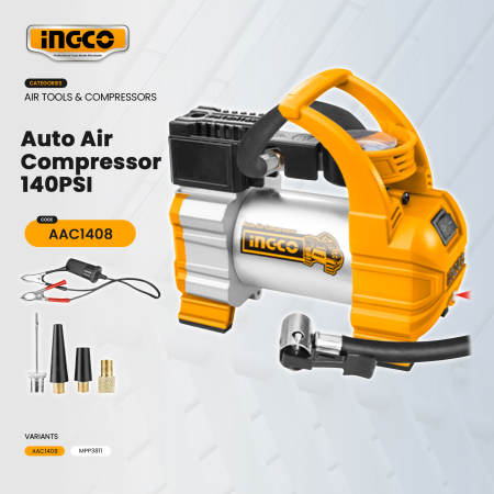 INGCO Car Tire Inflator with Nozzle Adapters