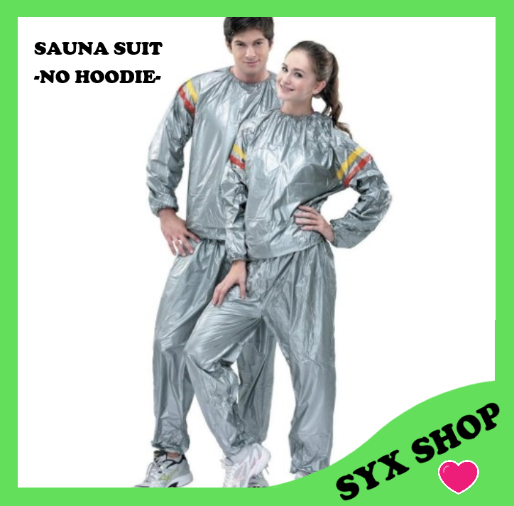 Sports Weight Loss Sauna Suit Heavy Duty Fitness Sweat Exercise Gym Ripstop  Black
