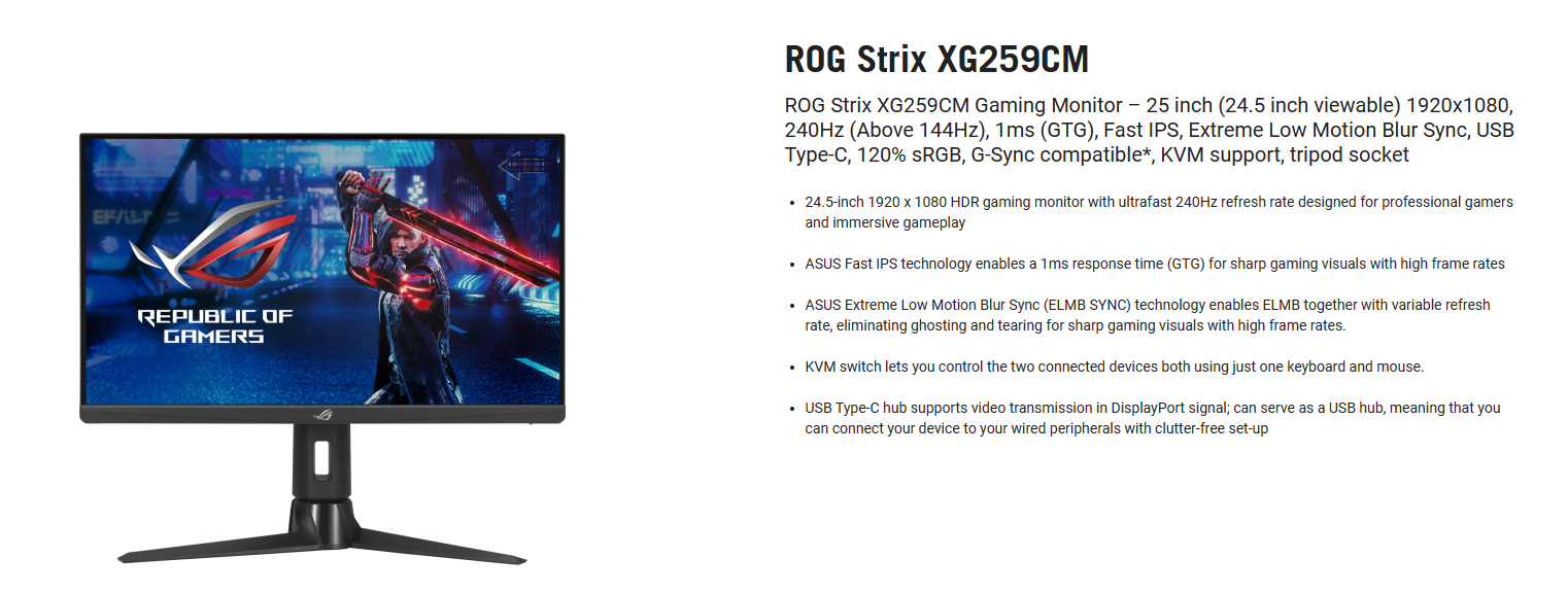 ROG Strix XG259CM, Moniteurs