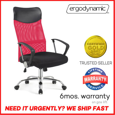 Ergodynamic EHC-77P Red High Back Mesh Office Chair