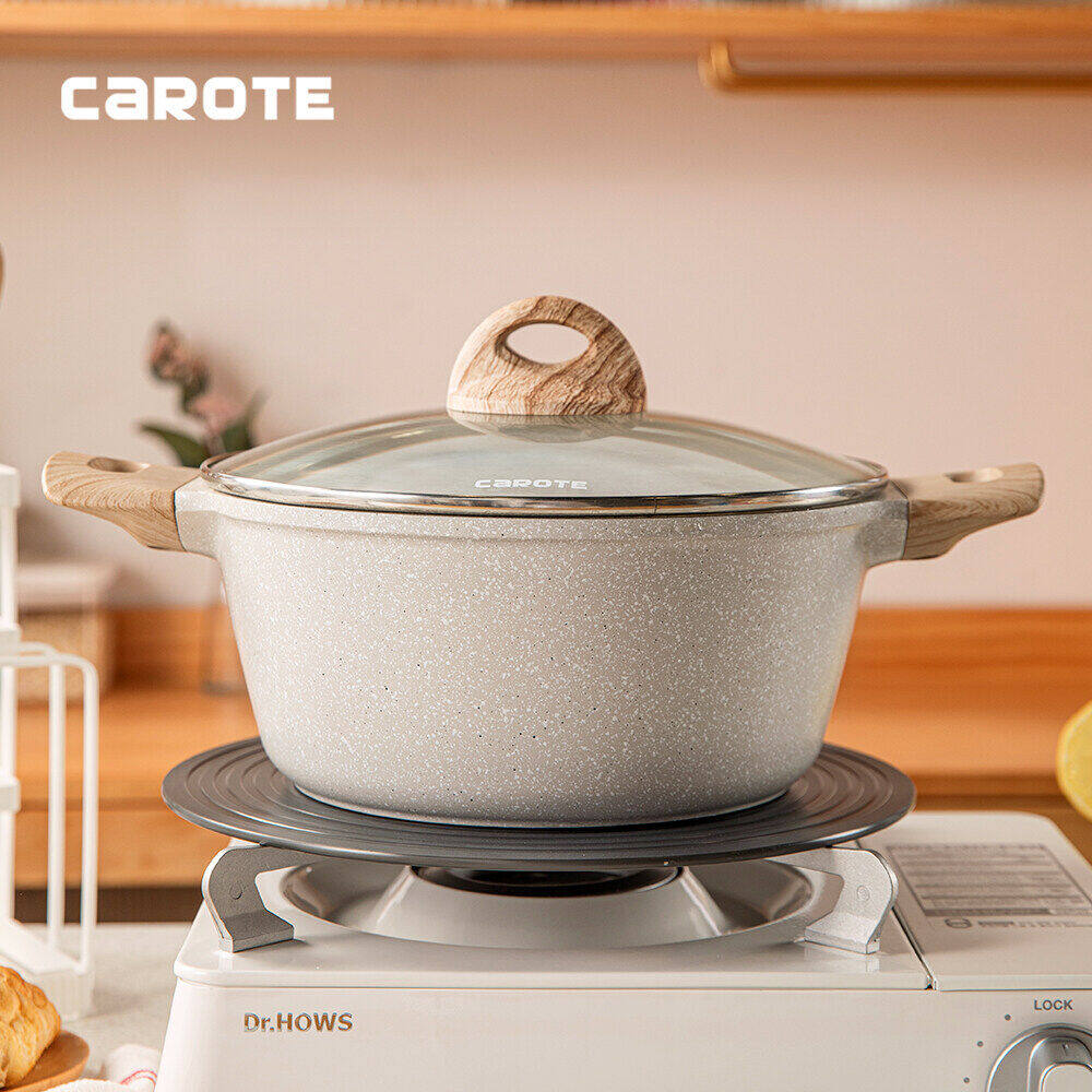 Carote Non Stick Frying Pan 4 pcs Kitchen ware Cookware Set kaldero pot  White Granite Original Export to Japan on Sale Non PFOA Suitable for  Induction Cooker & Gas Stove【Ice Cream Collection】