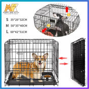 Heavy Duty Foldable Dog Cage with Poop Tray - 