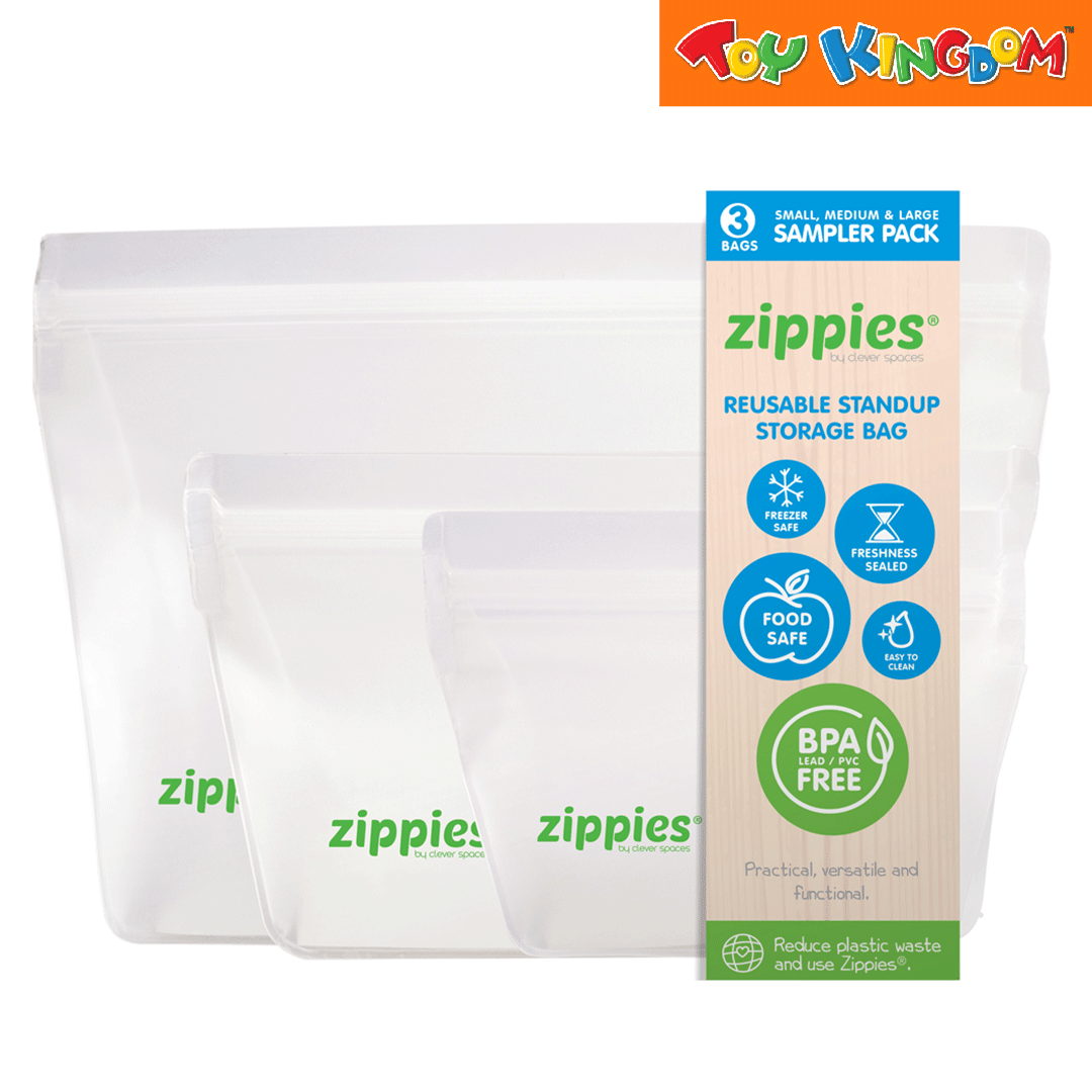 Zippies 3 pcs Sampler Pack Reusable Stand-Up Pouch