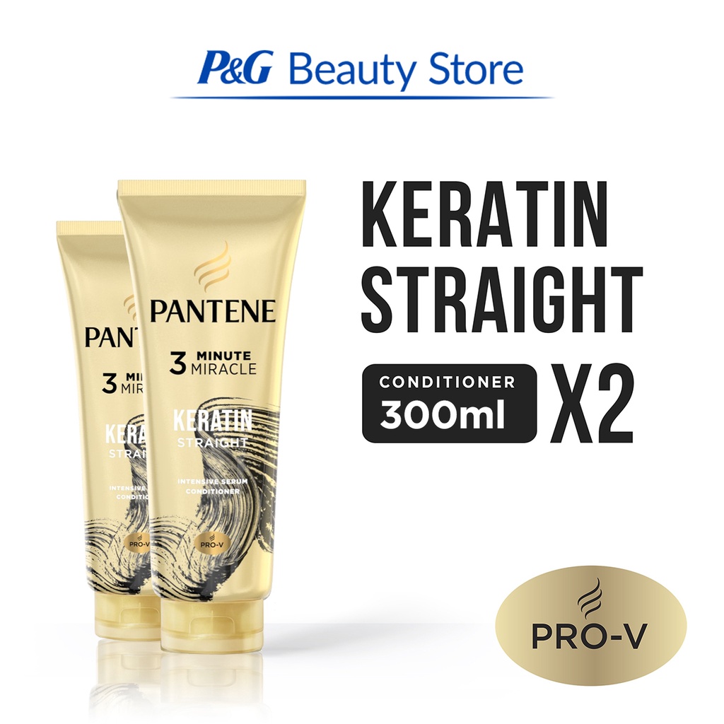 Good goods recommended Pantene Keratin Straight Pro-V 3 Minute Miracle  Conditioner Keratin Straight 300mL Duo | Lazada PH