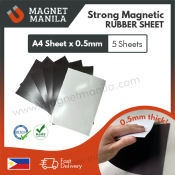 Rubber A4 Magnetic Sheets with Adhesive - 5 Pack