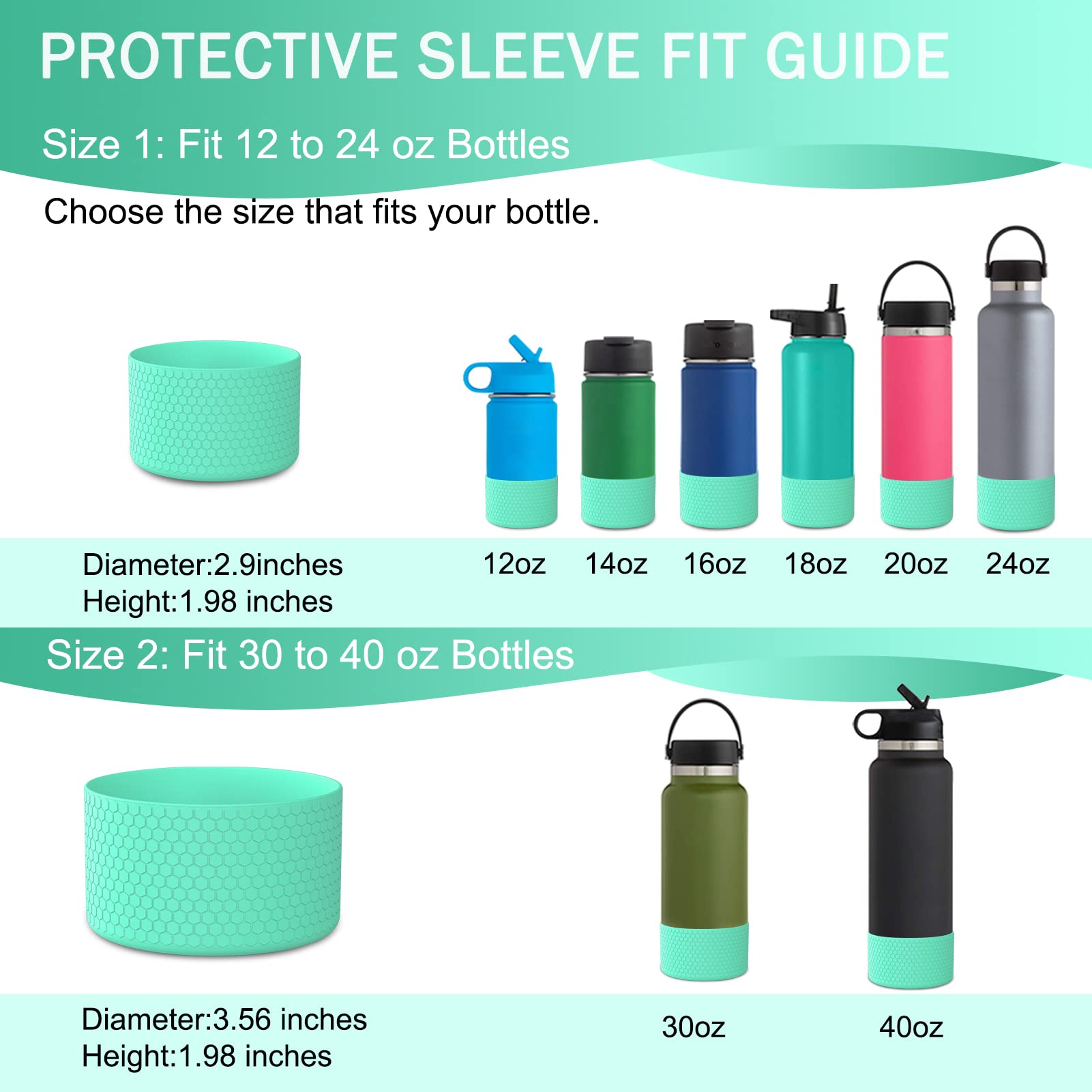 Vmini Protective Silicone Boot, Compatible with Hydro Flask and More Water  Bottles, Anti-Slip Bottom Sleeve Cover 12-40 oz