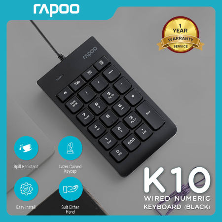 Rapoo K10 Laser Carved Keycap Wired Numeric Keyboard