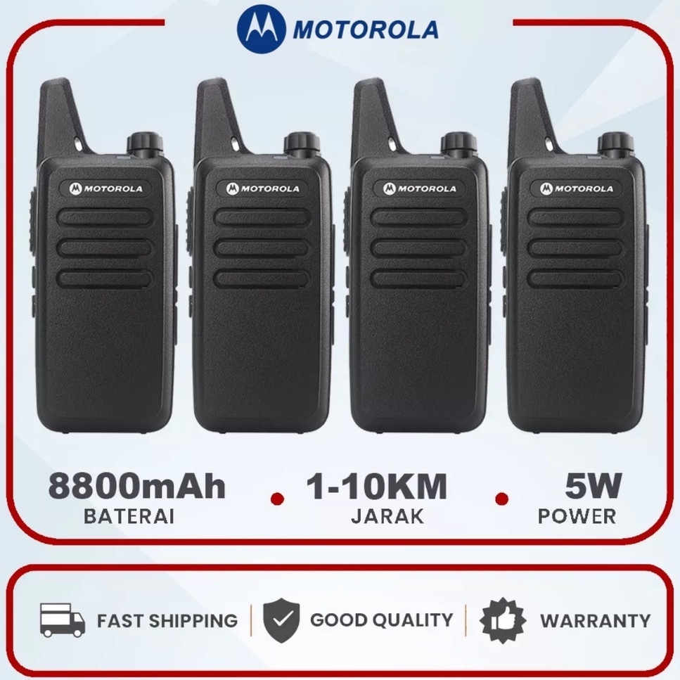 Motorola C1 Set of 4 Mini Walkie Talkie Long Range 10KM UHF Two Way Radio 5 Watts 16 Channels