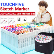 Touchfive Dual Tip Oily Alcoholic Sketch Markers, 168 Colors