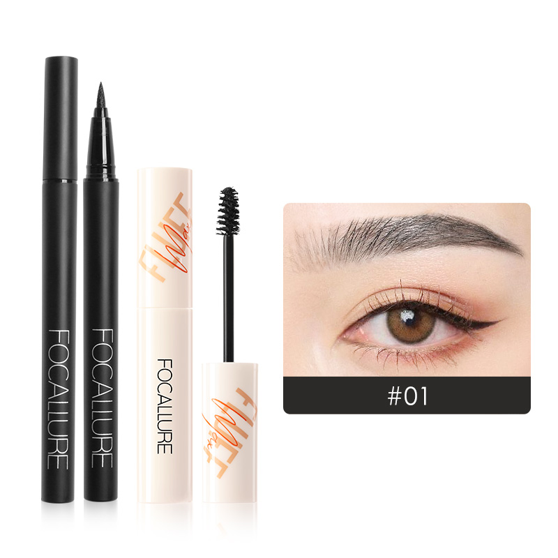 Discount on Focallure  shoes - SKU: Focallure 2pcs Eye Makeup Set Long-lasting Waterproof Black Eyeliner+Eyebrow Gel