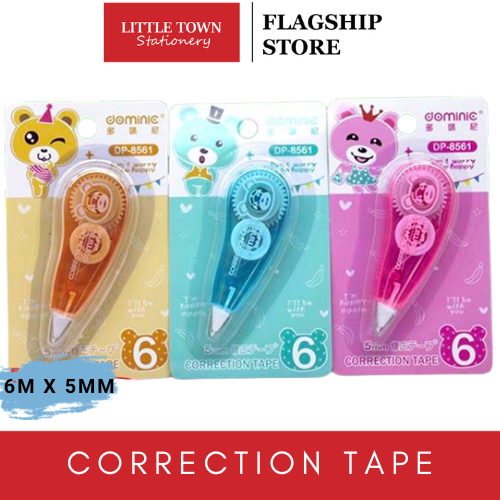 Dominic Correction Tape - Pack of 3 (8 mtrs Length,5mm width)