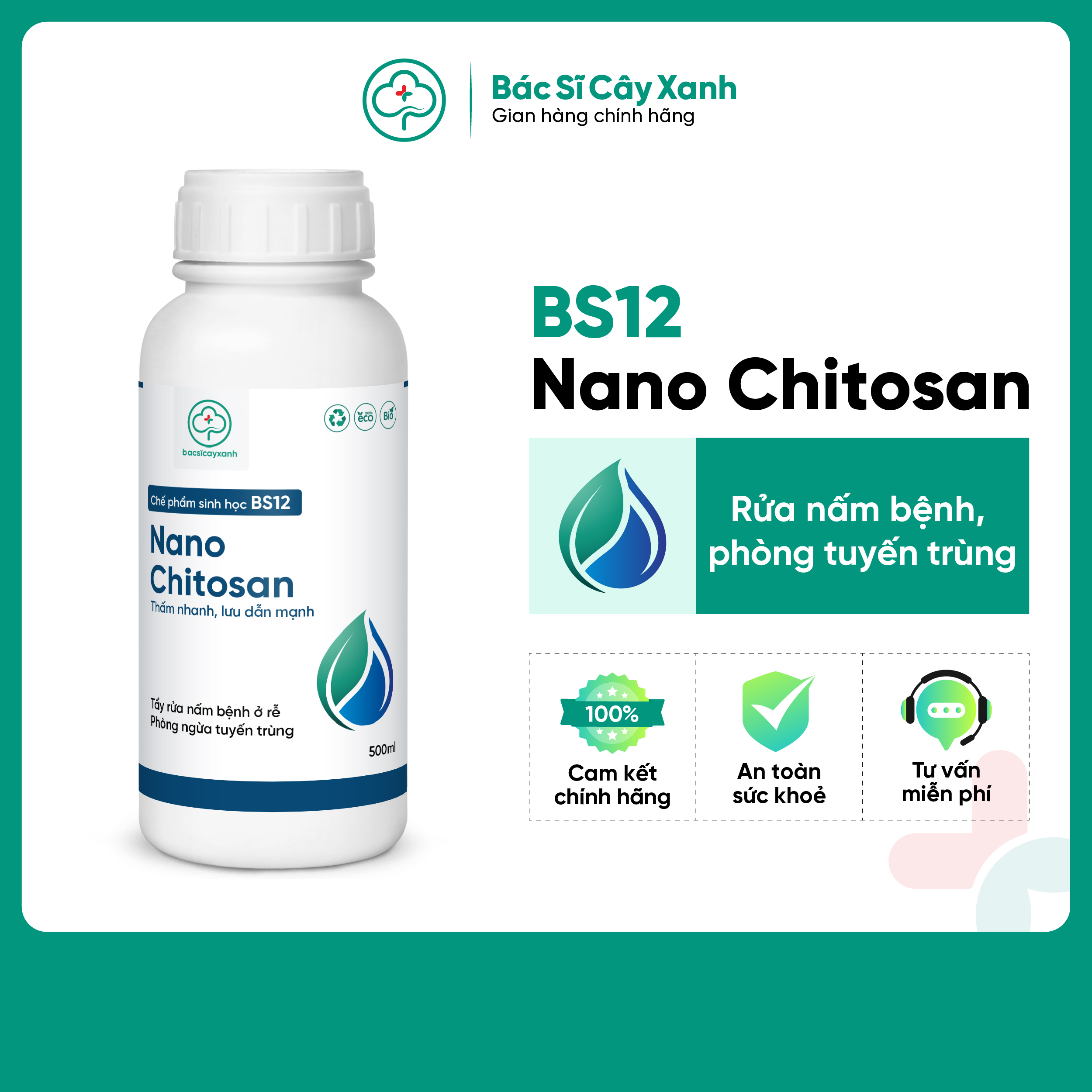 BS12 Nano Chitosan - Kích rễ, ra rễ khỏe, đẻ nhánh mập