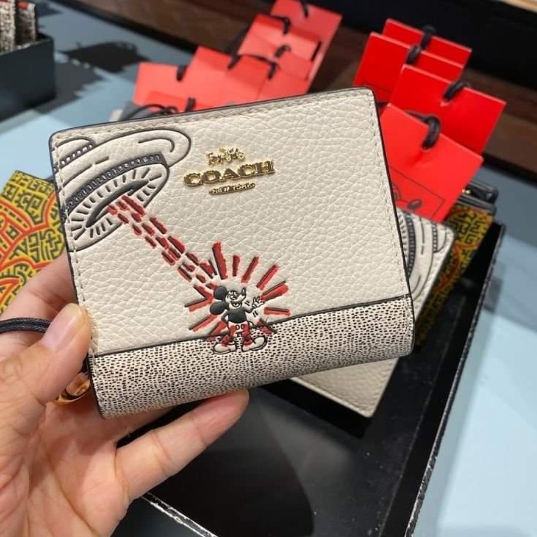 COACH Disney Mickey Mouse X Keith Haring Snap Wallet Chalk UFO