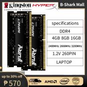 Kingston Fury 16GB/32GB DDR4 3200MHz Gaming RAM SODIMM