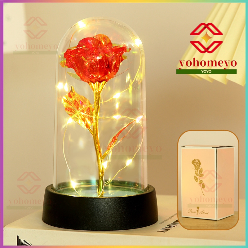 【With gift box】 Galaxy Rose Lamp Eternal Rose with Led Light in Dome Artificial Flower gift for Valentines Day, Anniversary, Christmas - Image 2
