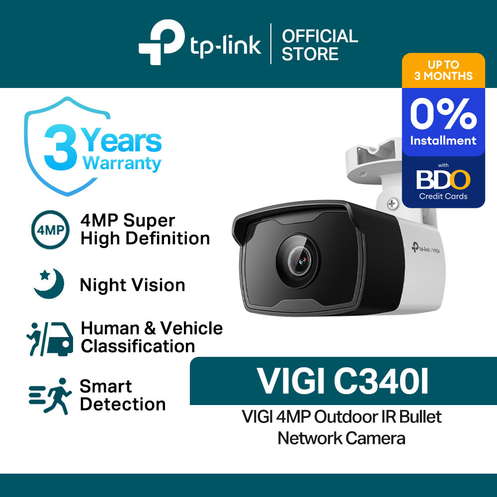 TP-Link Official Store / VIGI C340I / 4MP Outdoor IR Bullet IP67 Waterproof Home Security Smart Detection Network CCTV Camera Connect to Cellphone (NVR Required)