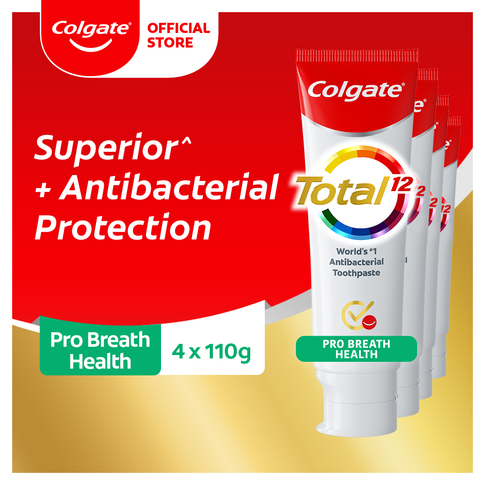 Lazada Philippines - Colgate Total Pro-Breath Health Multi-Benefit Antibacterial Toothpaste 110g, Pack of 4