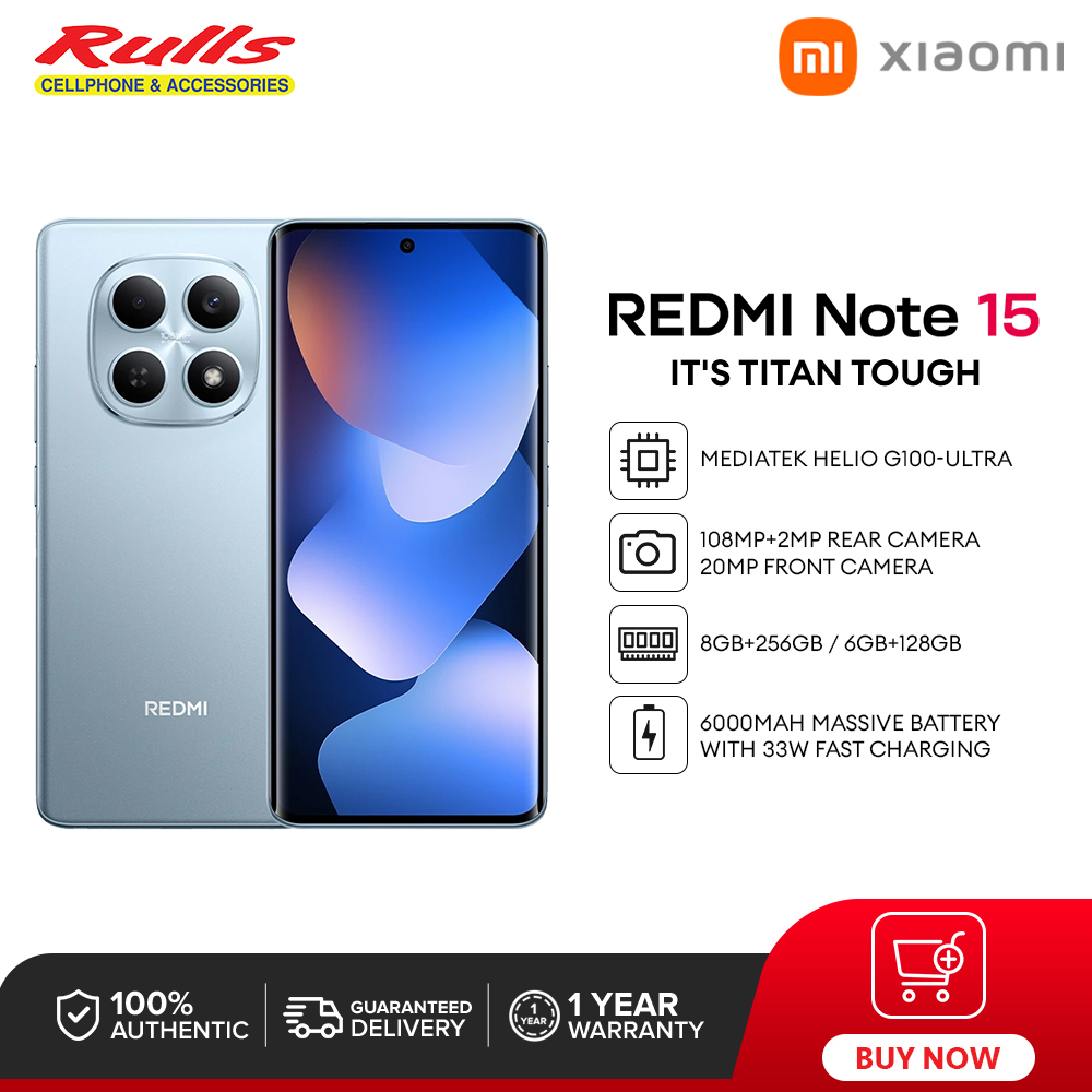 Xiaomi Redmi Note 15 (8+256/6+128) Smartphone | Helio G100-Ultra | 108MP Main Camera | 6.77” FHD+ Display | 6000mAh Battery | 33W Fast Charge Presyo 11,999 Piso*Libreng Shipping