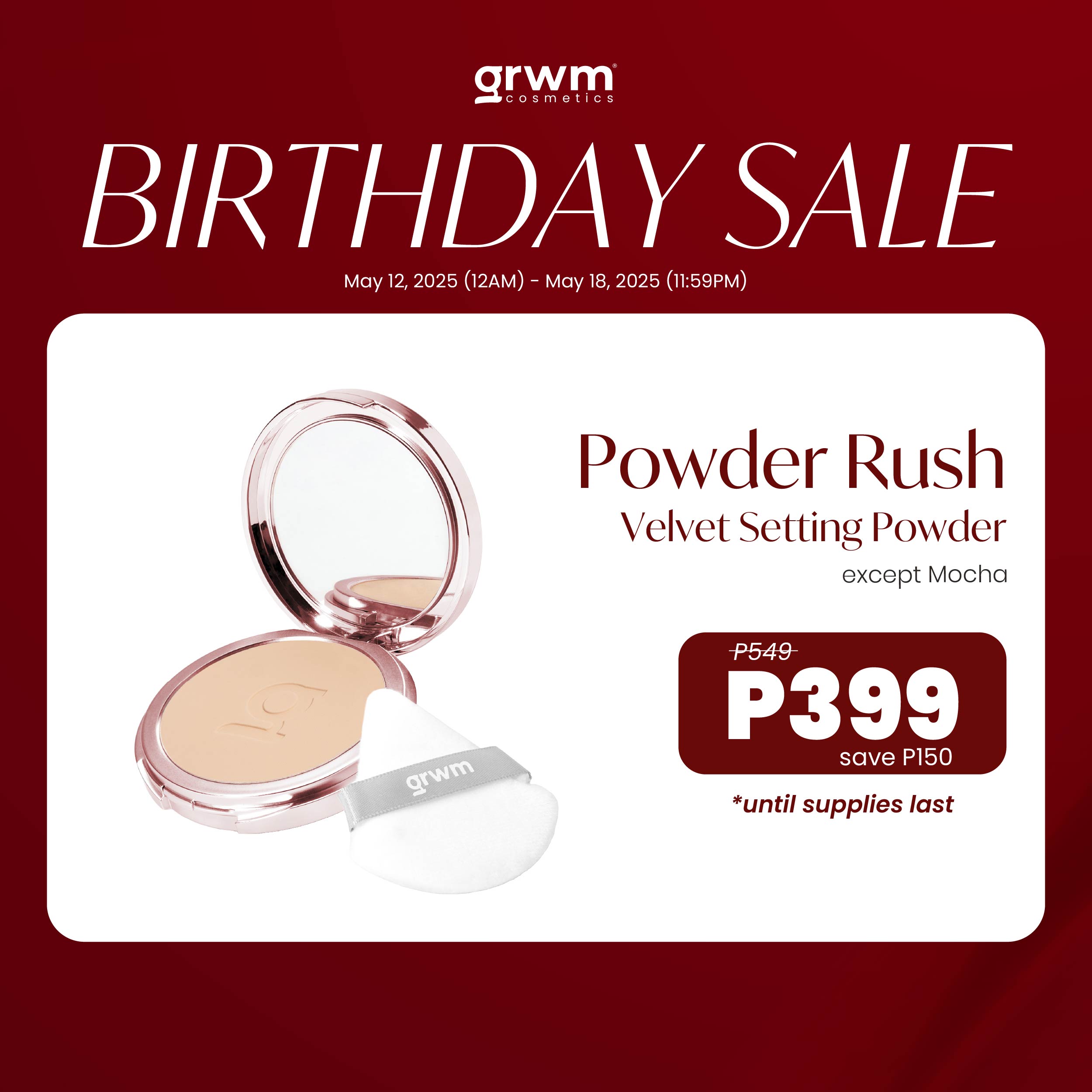Discount on GRWM Cosmetics  shoes - SKU: GRWM Cosmetics Powder Rush - Velvet Setting & Finishing Pressed Powder