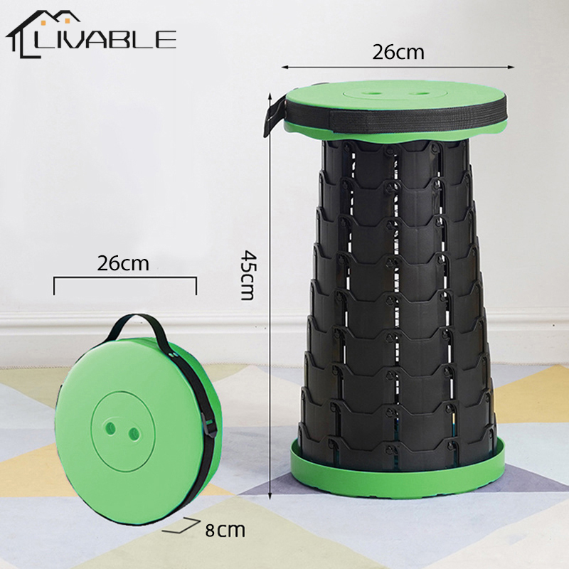 LIVABLE Outdoor Foldable Telescoping Stool Portable Collapsible Chair Lightweight Simple Camping Stool Height Adjustable - Image 4