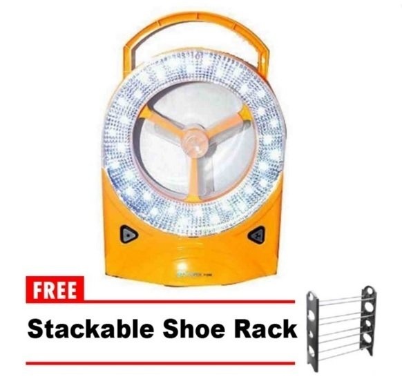 Keimav Quality Rechargeable Led Light With Fan Yellow And Free Stackable Shoe Rack Lazada Ph