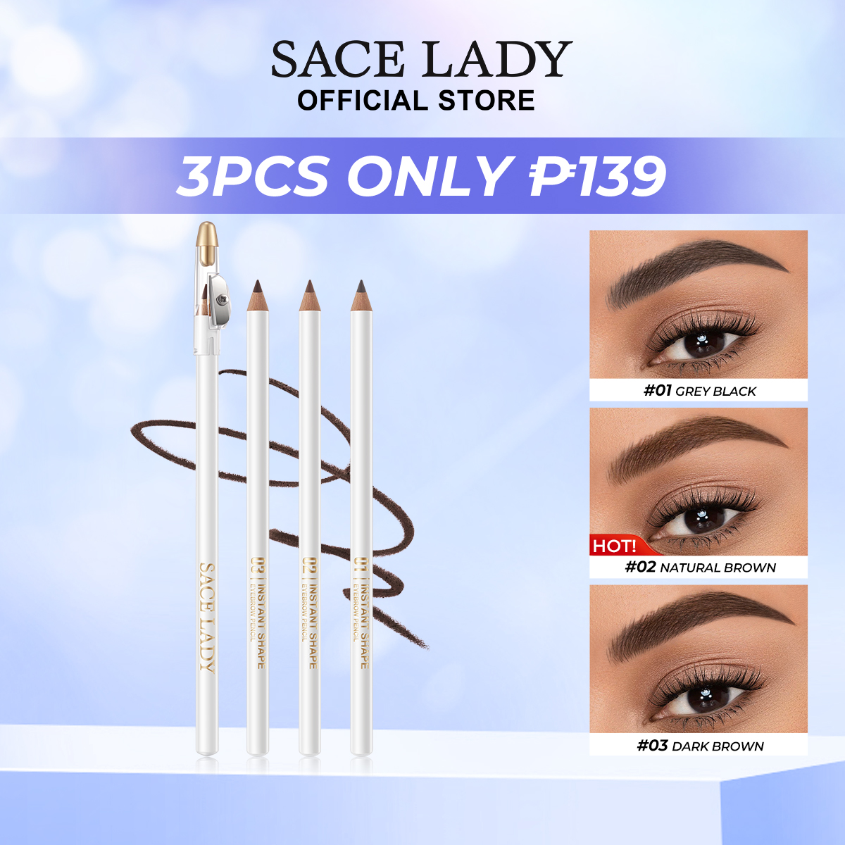 Discount on SACE LADY  shoes - SKU: SACE LADY Waterproof Eyebrow Pencil Natural Sweatproof Eye brow Pen  with Pencil Sharpener Eye Makeu