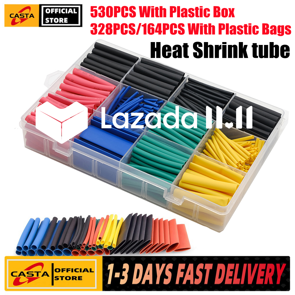 Heat Shrink Tubing Kit + Mini Heat Gun for Shrink Tubing - 328pcs 2:1 Wire  Shrink Wrap Tubing + 300W Heat Shrink Gun with Storage Box - for Shrink