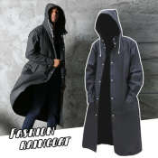 Black Hooded Waterproof Men's Rain Jacket by 
