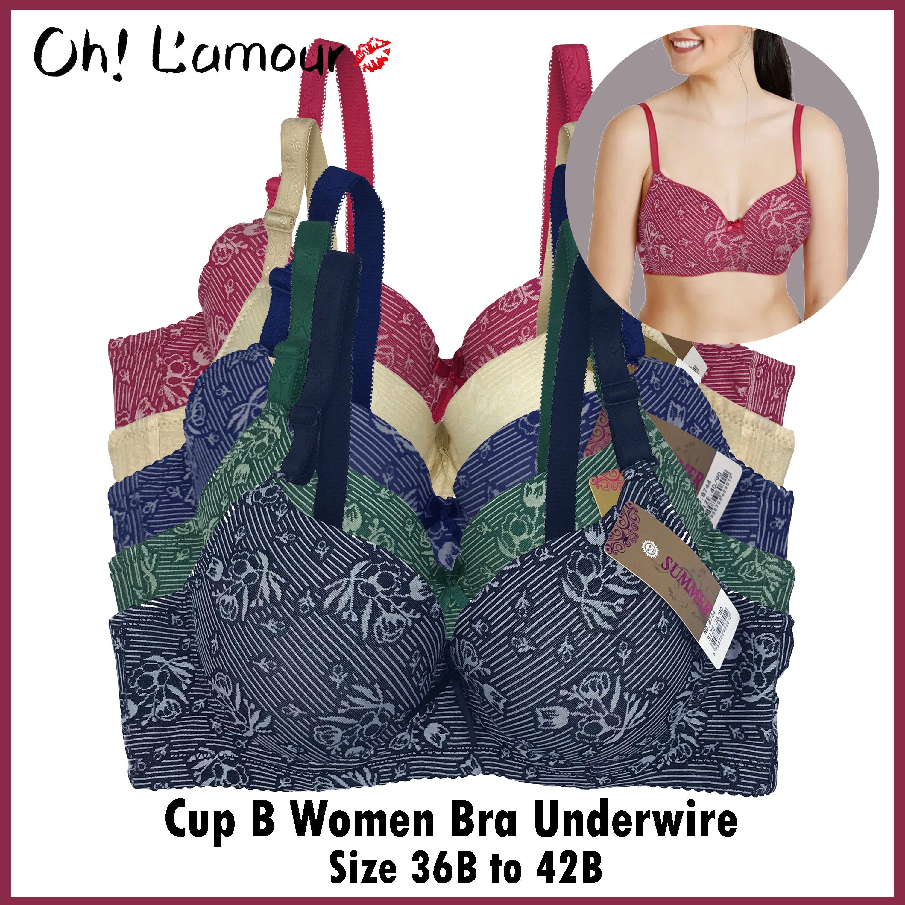 Oh Lamour #4939 Cup A Plain Dots Design Wireless Bra Thin Padding