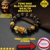2022 Feng Shui Black Obsidian Gold Wealth Bracelet by Ultimate