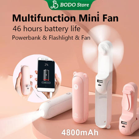 Mini Fan with Lighting, USB Rechargeable, Portable and Handheld