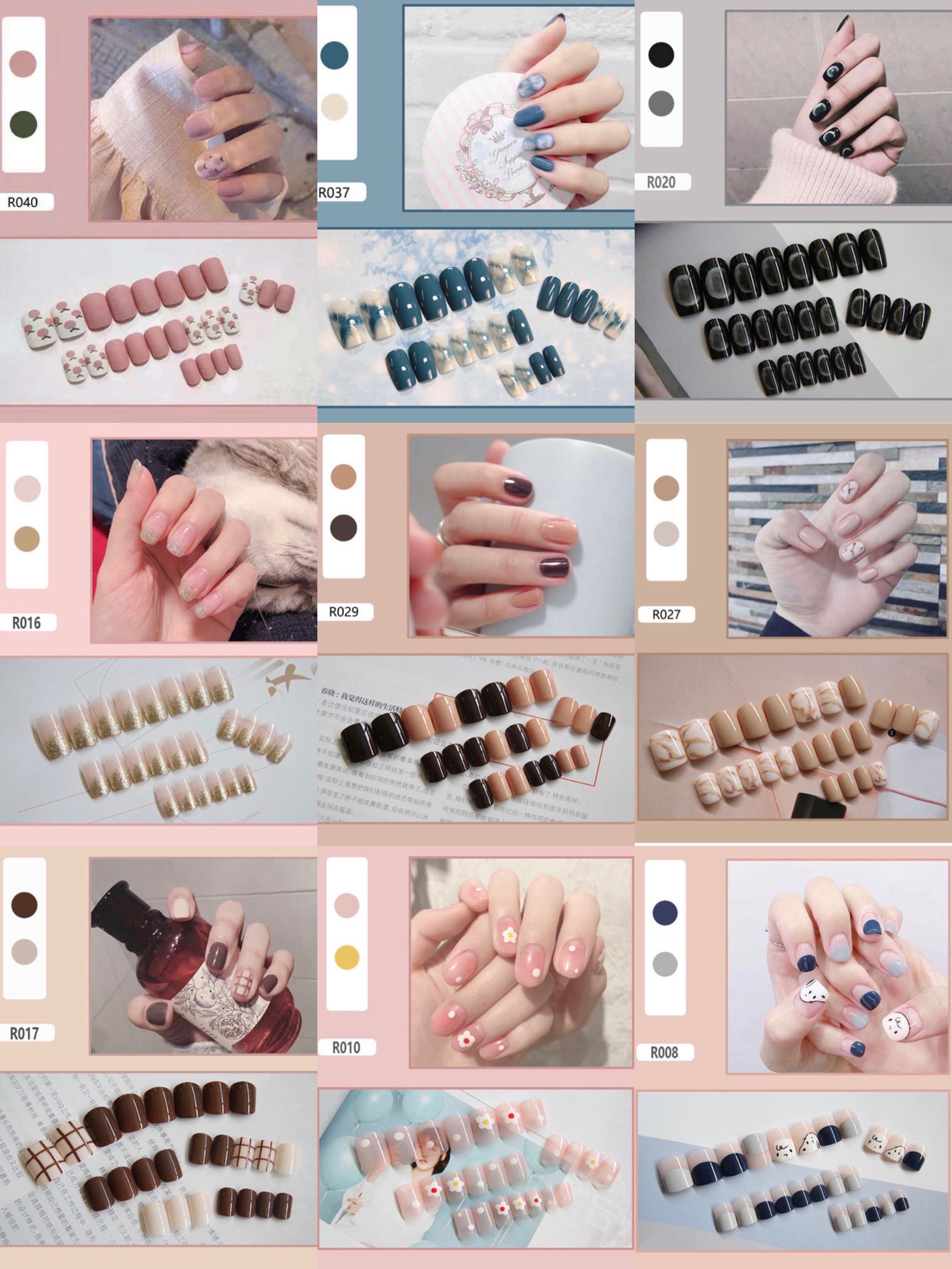 24Pcs DIY Fake Nails French Finger Nail Art False Nails W/glue | Lazada PH