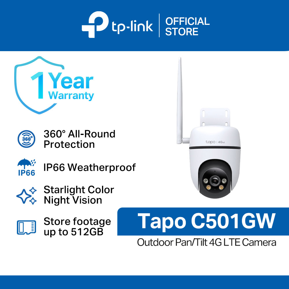 TP-Link Official Store / Tapo C501GW / 4G LTE Camera Outdoor Wi-Fi IP Security Cctv Sale Camera Connect to Cellphone with Mic and Speaker Outdoor Pan/Tilt
