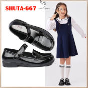 SHUTA-667 Blackshoes School Shoes For Kids Girls Shoes Heels Glossy Antiskid Wettable