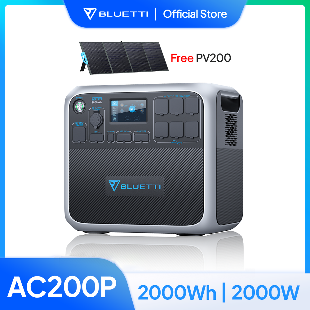 BLUETTI Portable Power Station AC200P with 200W Solar Panel (PV200 as gift shipped,total received 1pc AC200P +1pc PV200)