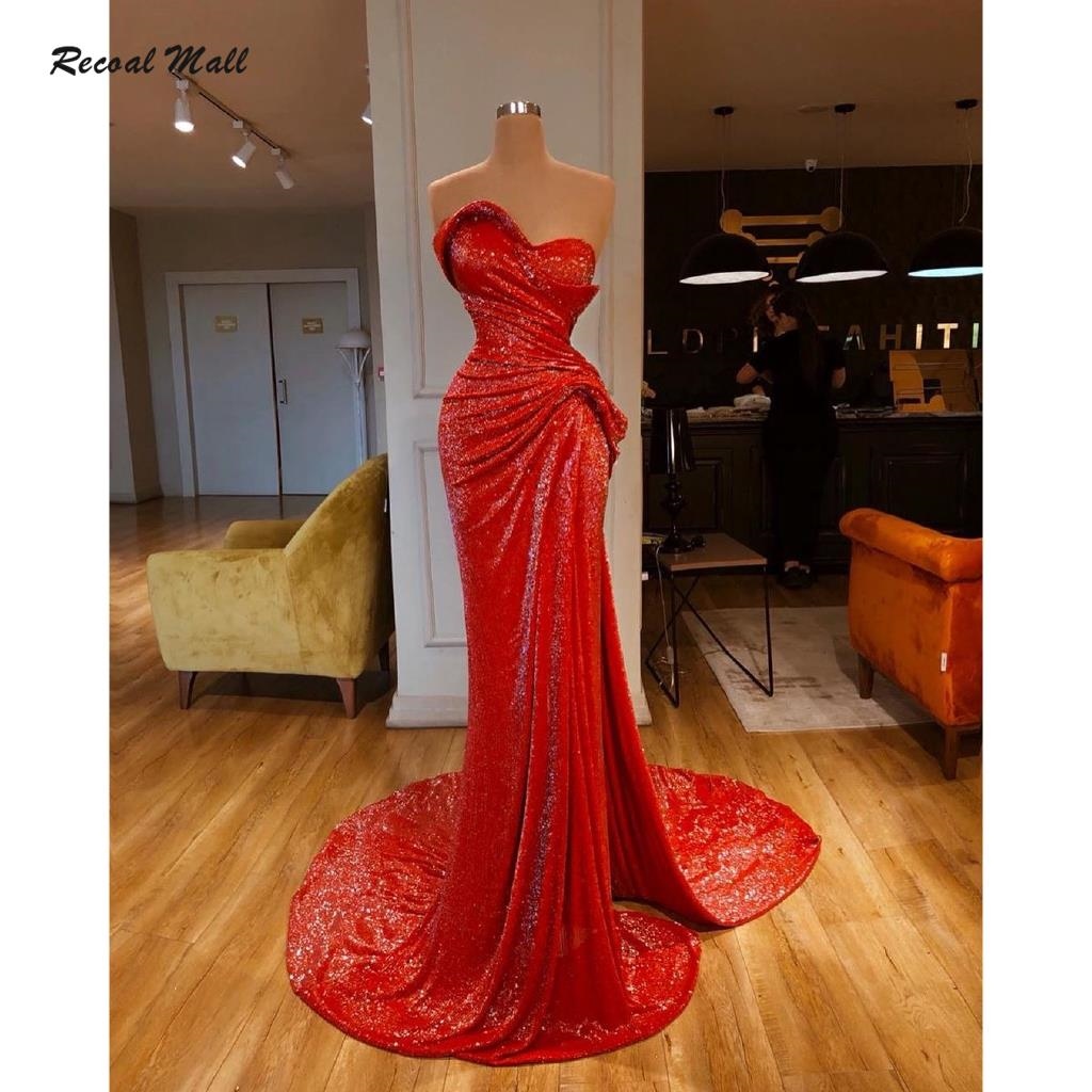 Shop Red Glitter Long Dress with great discounts and prices online