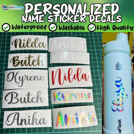 Custom Name Sticker Vinyl Decal Waterproof Personalized for Tumbler, Mugs, Vehicles, Souvenir, Pantry Etc.